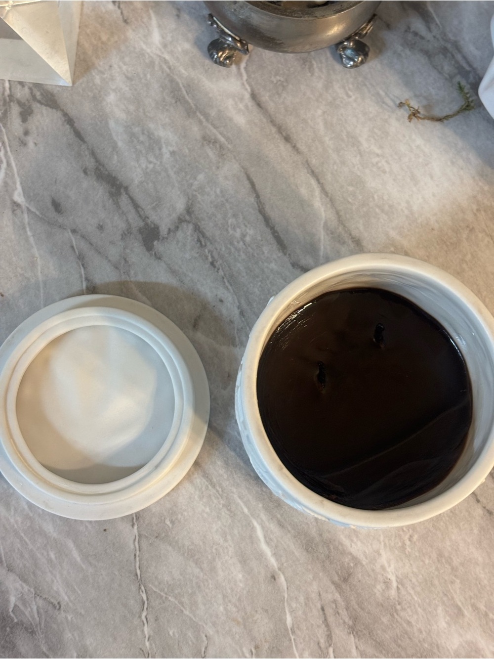 Jonathan Adler hashish candle White Embossed Leaf reuse stash jar after candle - Picture 2 of 8